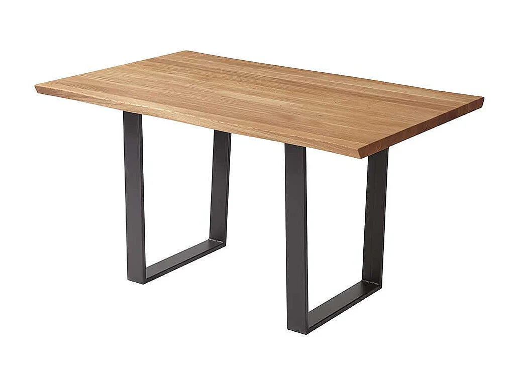 Holztisch Wildeiche geölt Metall Bügelgestell schwarz