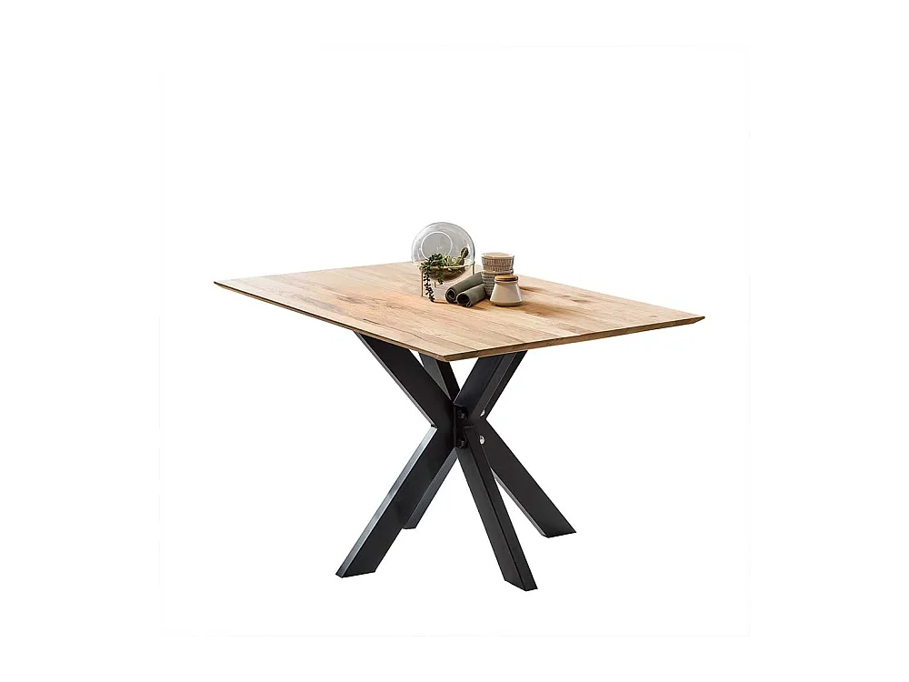 Esszimmertisch aus Wildeiche Massivholz Spider Gestell aus Metall
