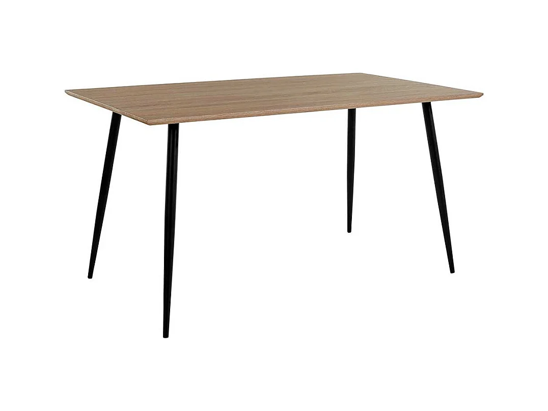 Küchentisch Retro Stil in Eichefarben Vierfußgestell aus Metall