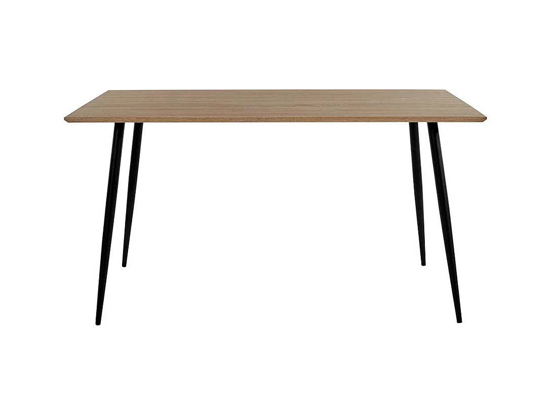 Küchentisch Retro Stil in Eichefarben Vierfußgestell aus Metall