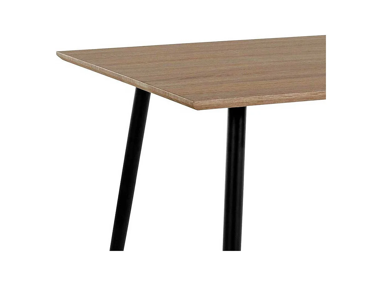 Küchentisch Retro Stil in Eichefarben Vierfußgestell aus Metall