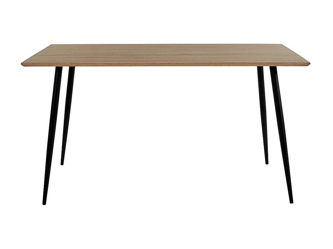 Küchentisch Retro Stil in Eichefarben Vierfußgestell aus Metall