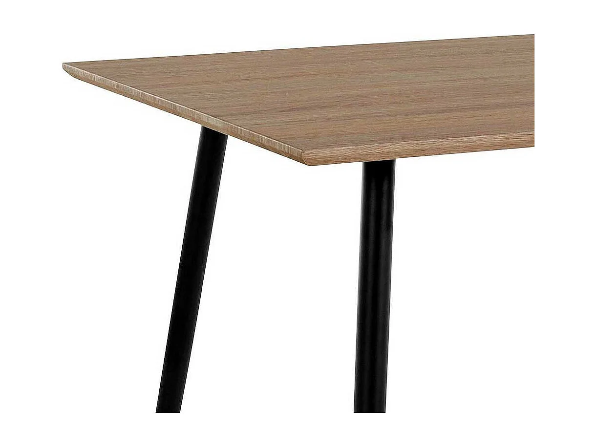 Küchentisch Retro Stil in Eichefarben Vierfußgestell aus Metall