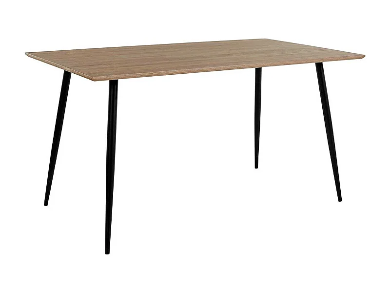 Küchentisch Retro Stil in Eichefarben Vierfußgestell aus Metall