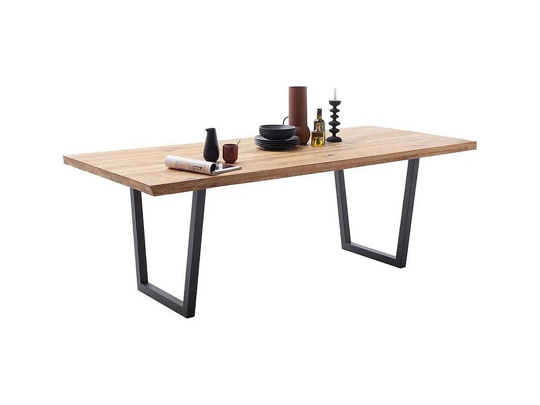 Esstisch Esszimmertisch aus Massivholz mit Bügelgestell