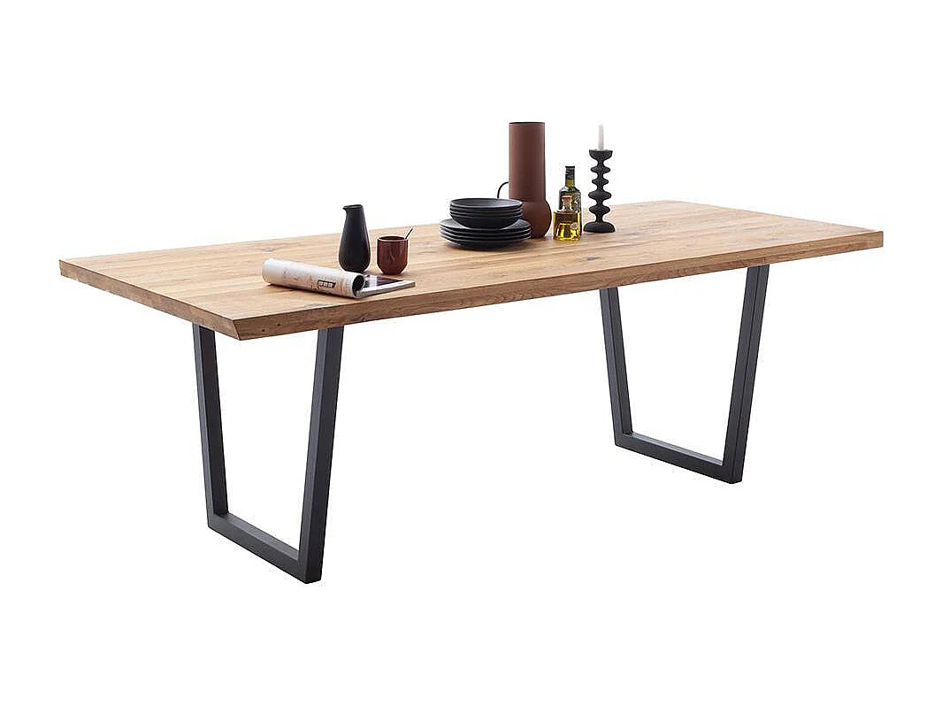 Esstisch Esszimmertisch aus Massivholz mit Bügelgestell
