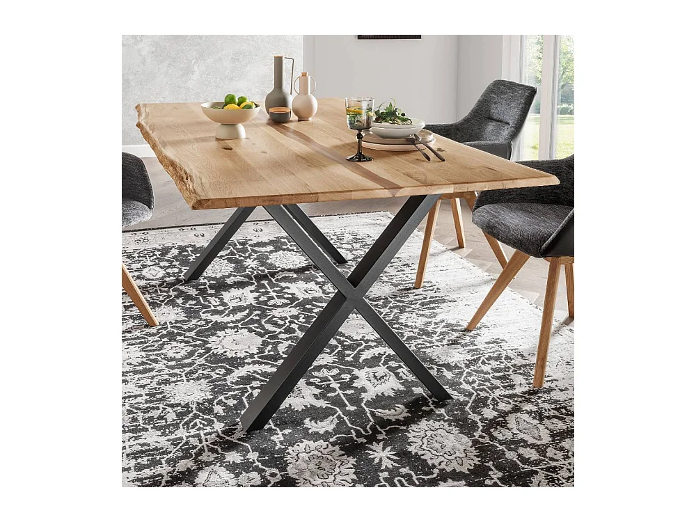 Holztisch Küchentisch mit X Gestell aus Metall