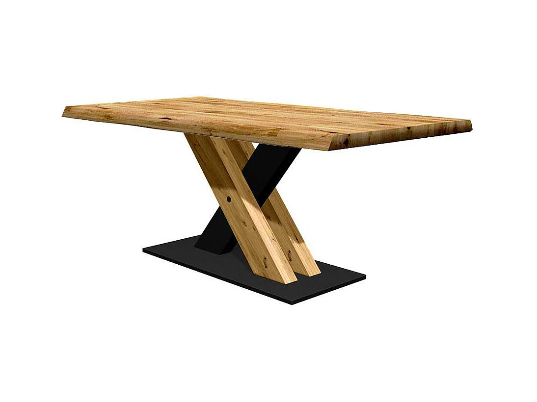 Massiver Esstisch aus Eiche und Metall natürlicher Baumkante