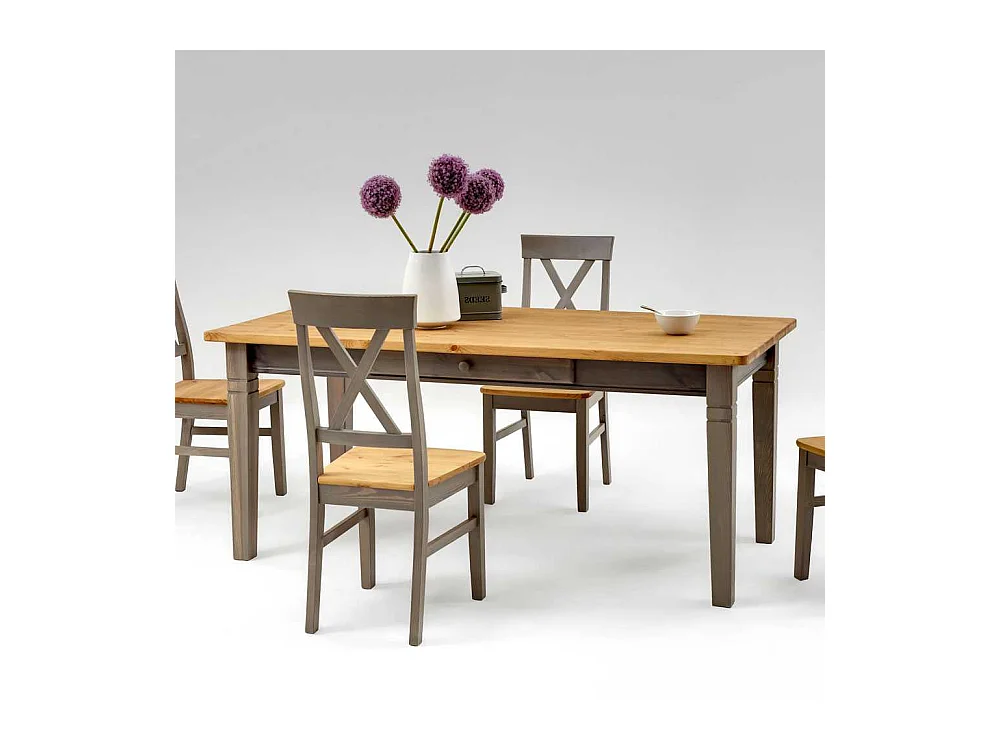 Esszimmertisch aus Kiefer Massivholz Grau