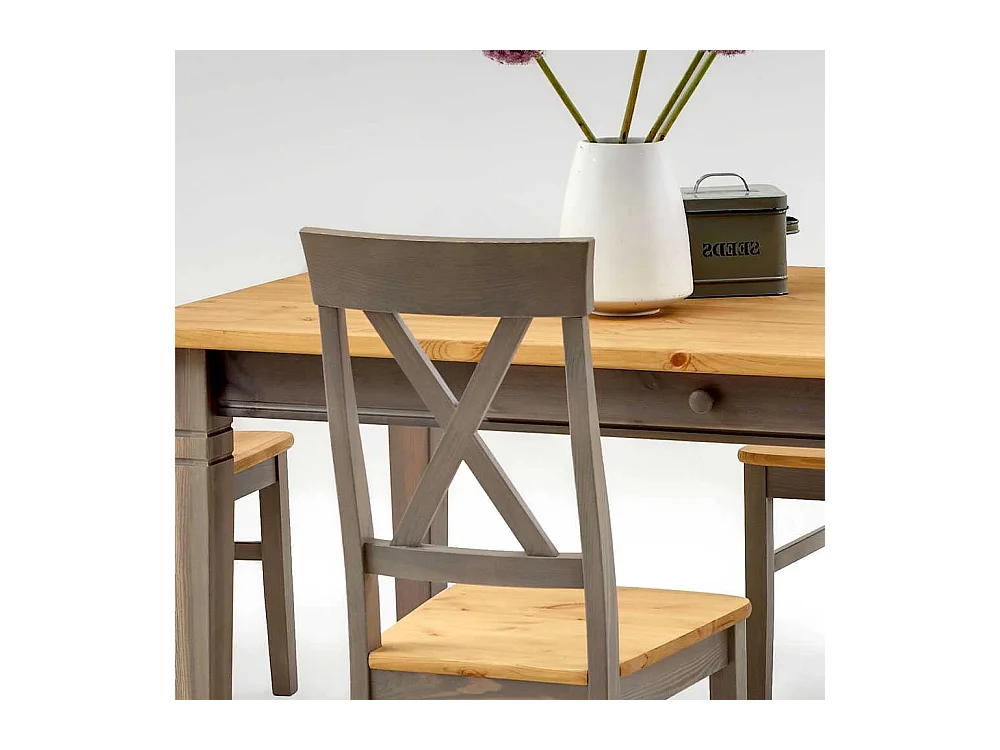 Esszimmertisch aus Kiefer Massivholz Grau