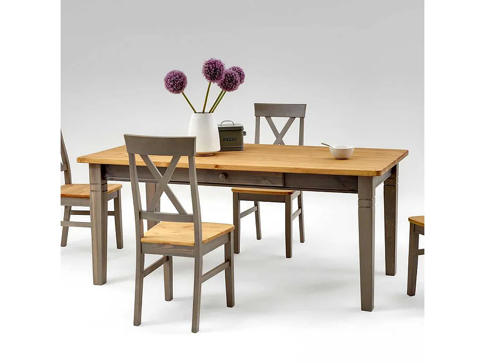 Esszimmertisch aus Kiefer Massivholz Grau