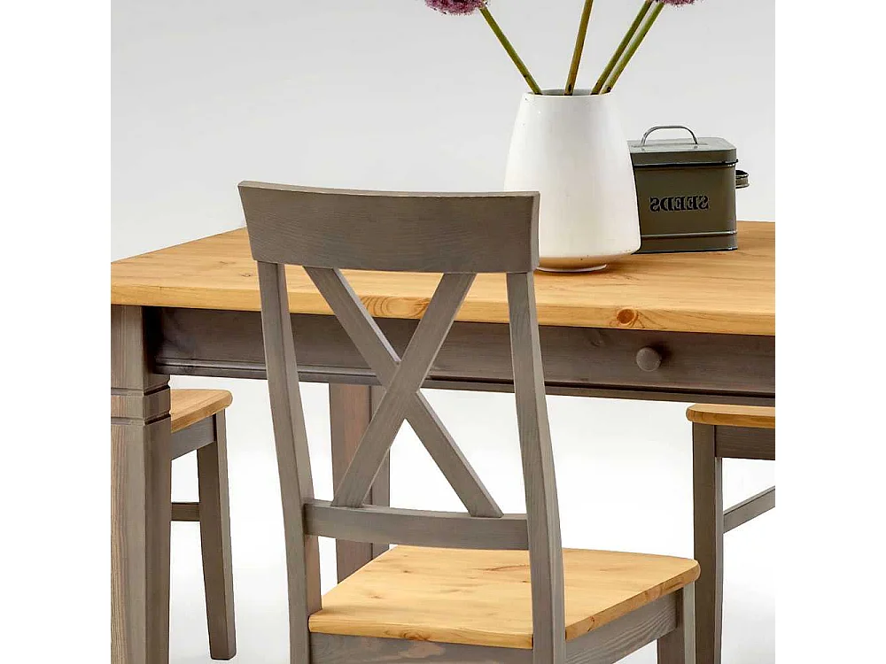 Esszimmertisch aus Kiefer Massivholz Grau