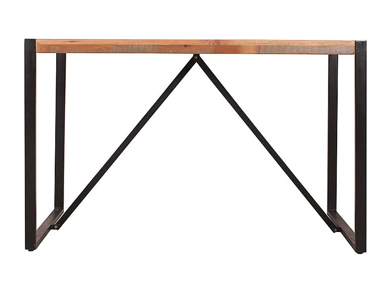 Küchentisch aus Recyclingholz und Metall Bügelgestell