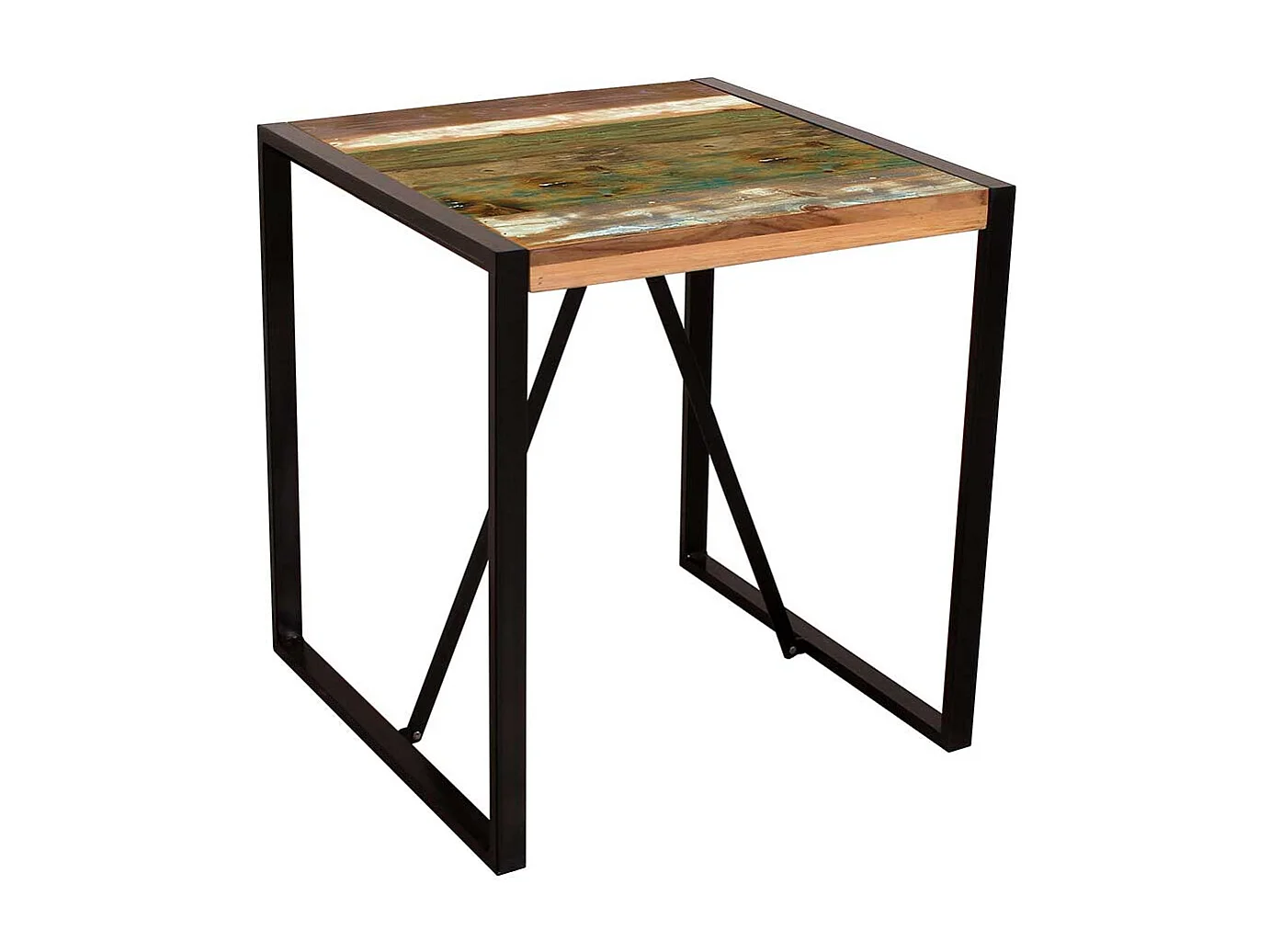 Küchentisch aus Recyclingholz und Metall Bügelgestell