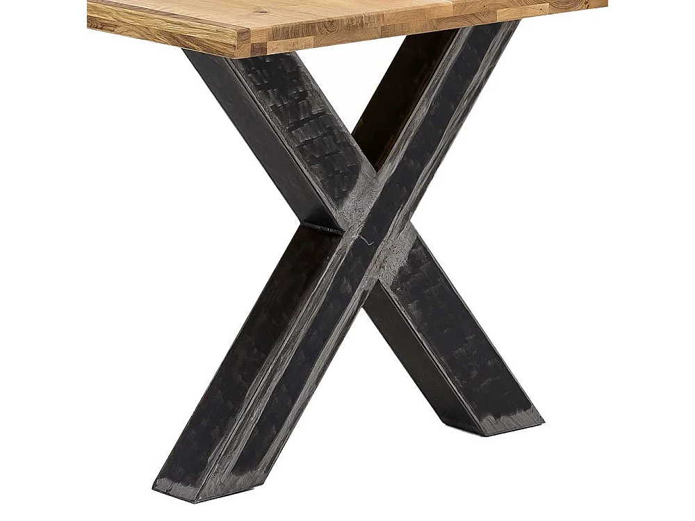 Esszimmertisch aus Wildeiche Massivholz und Eisen Industriedesign