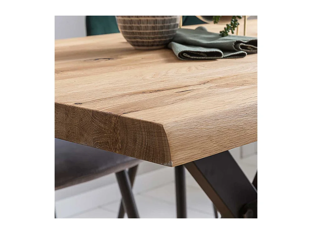 Esszimmertisch aus Eiche Massivholz und Metall Loft Style