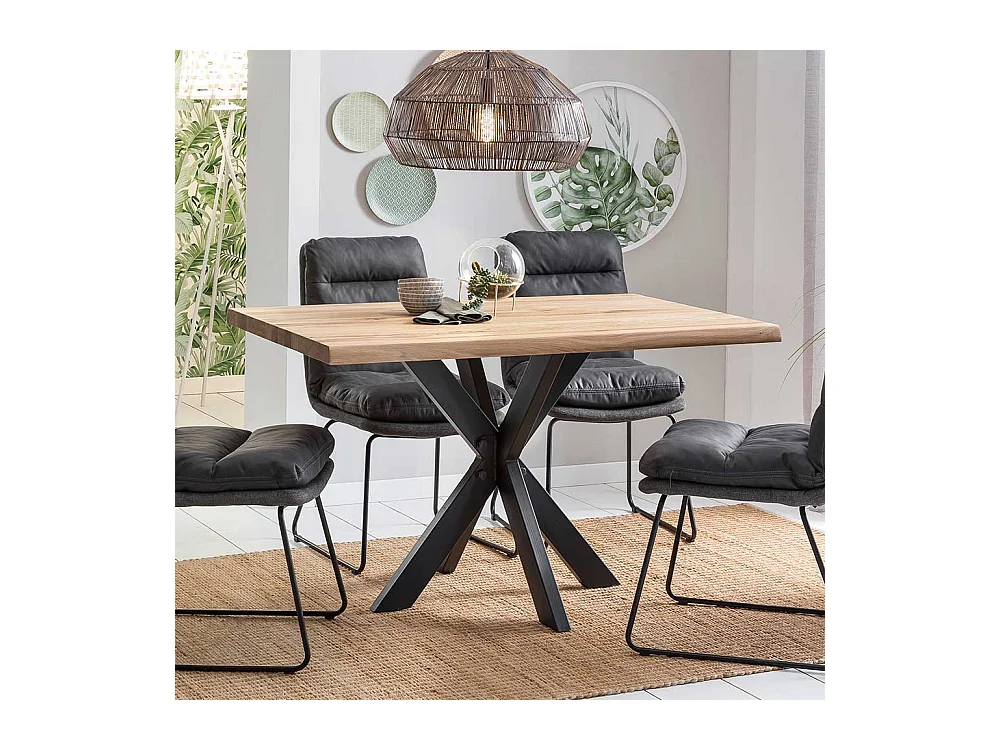 Esszimmertisch aus Eiche Massivholz und Metall Loft Style