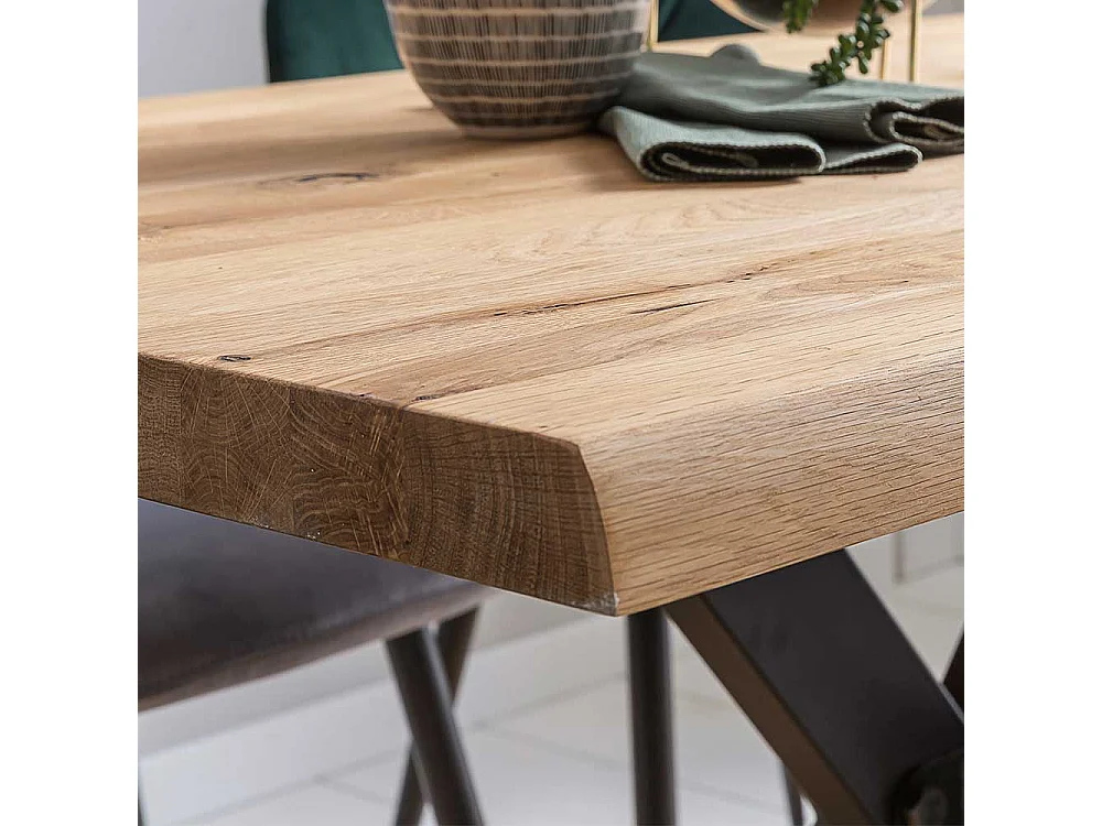 Esszimmertisch aus Eiche Massivholz und Metall Loft Style