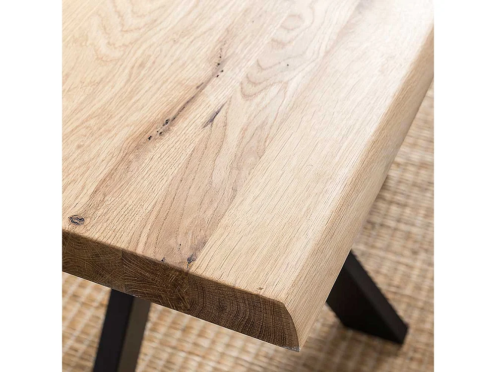 Esszimmertisch aus Eiche Massivholz und Metall Loft Style