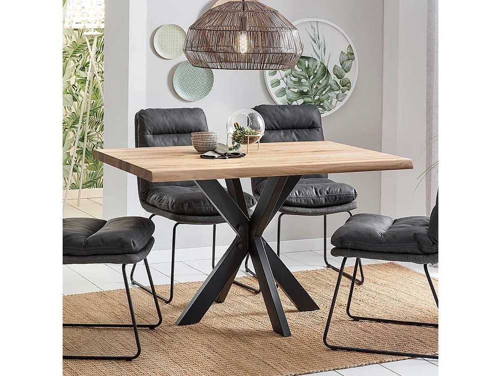 Esszimmertisch aus Eiche Massivholz und Metall Loft Style