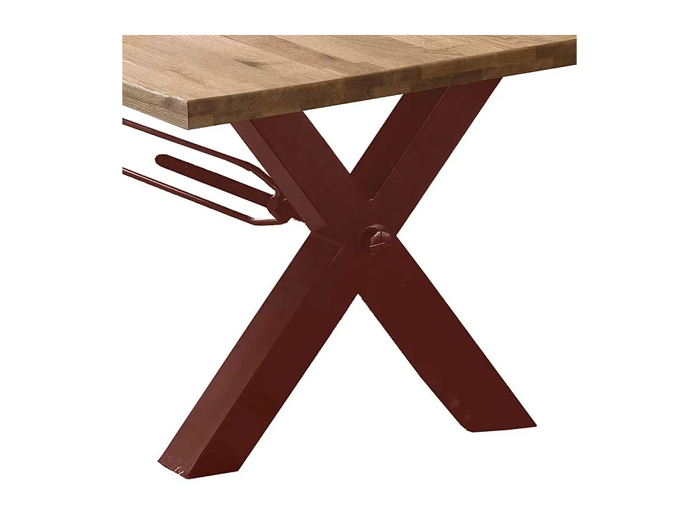 Esszimmertisch aus Wildeiche Massivholz mit Baumkante Metallgestell