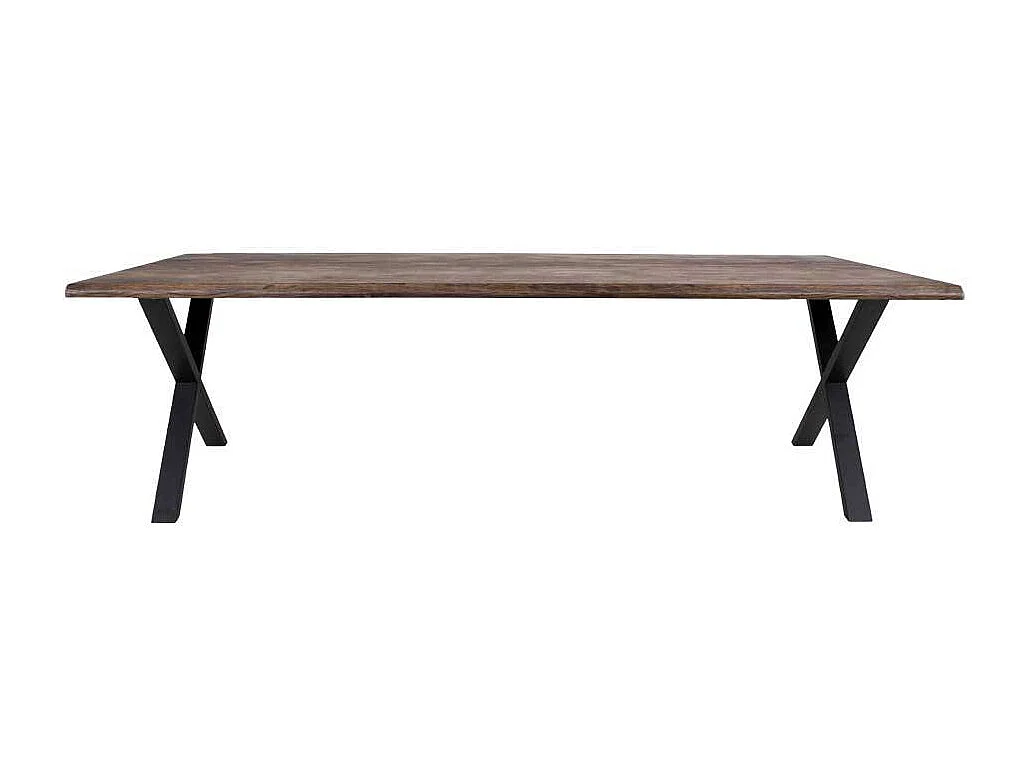 Tisch mit Massivplatte in Eiche Rauchfarben Baumkante