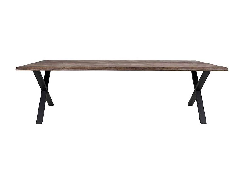 Tisch mit Massivplatte in Eiche Rauchfarben Baumkante