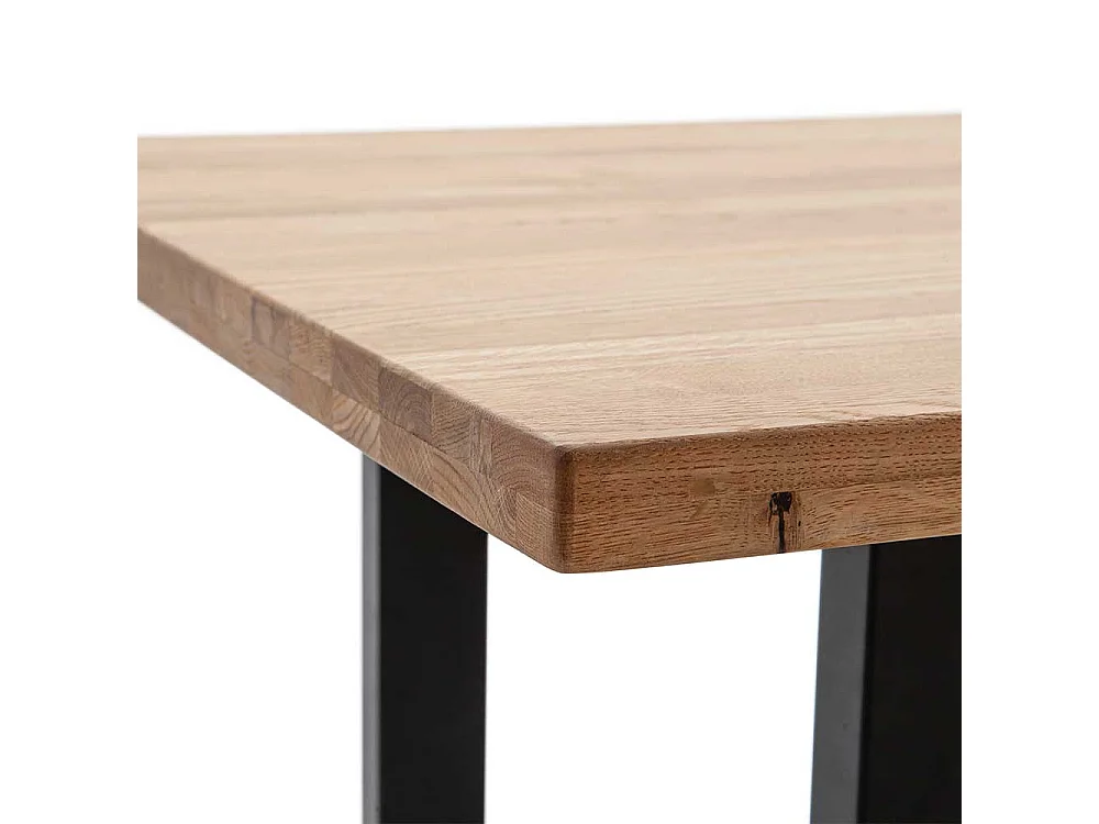 Tisch Massivholz Esstisch aus Wildeiche Massivholz mit Bügelgestell