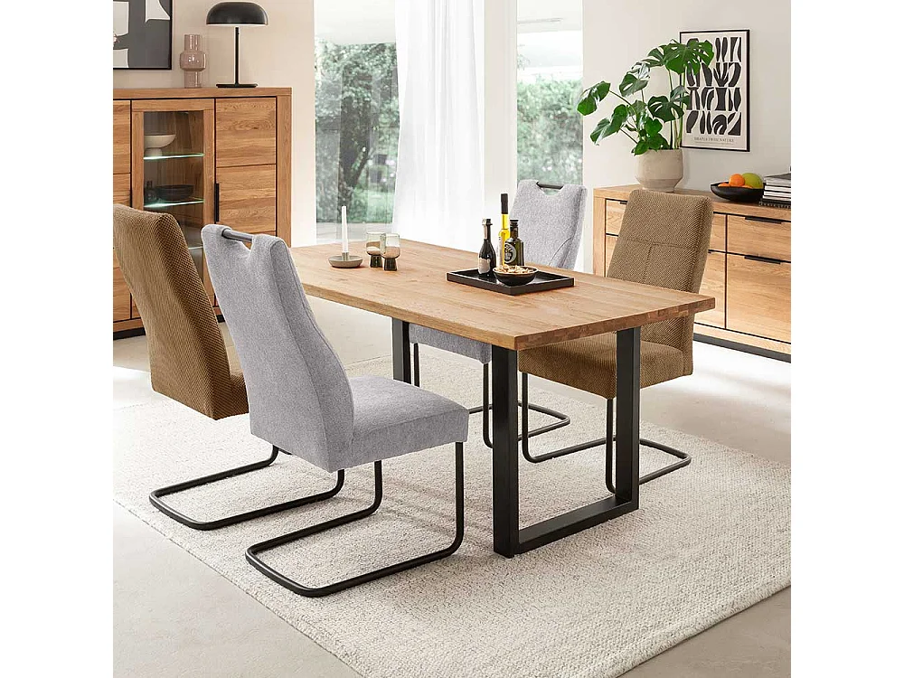 Tisch Massivholz Esstisch aus Wildeiche Massivholz mit Bügelgestell