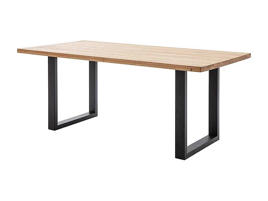 Tisch Massivholz Esstisch aus Wildeiche Massivholz mit Bügelgestell