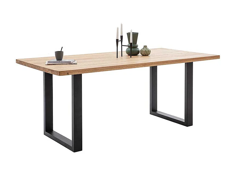 Tisch Massivholz Esstisch aus Wildeiche Massivholz mit Bügelgestell