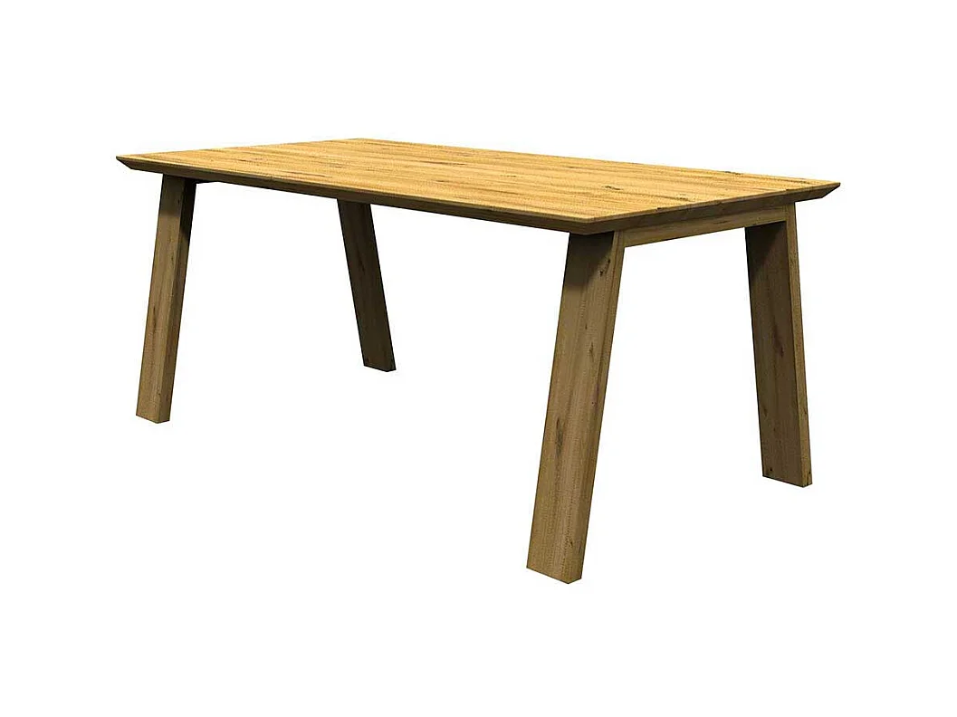 Massiver Eiche Esstisch mit Schweizer Kante Vierfußgestell