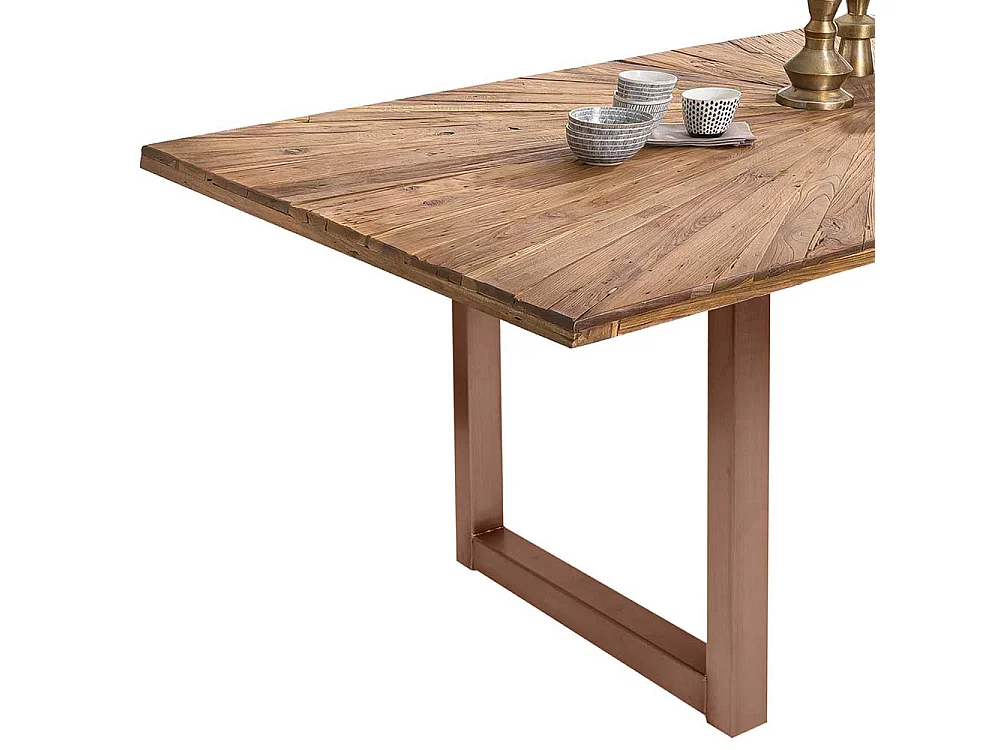 Designesstisch aus Teak Recyclingholz und Stahl Loft Style