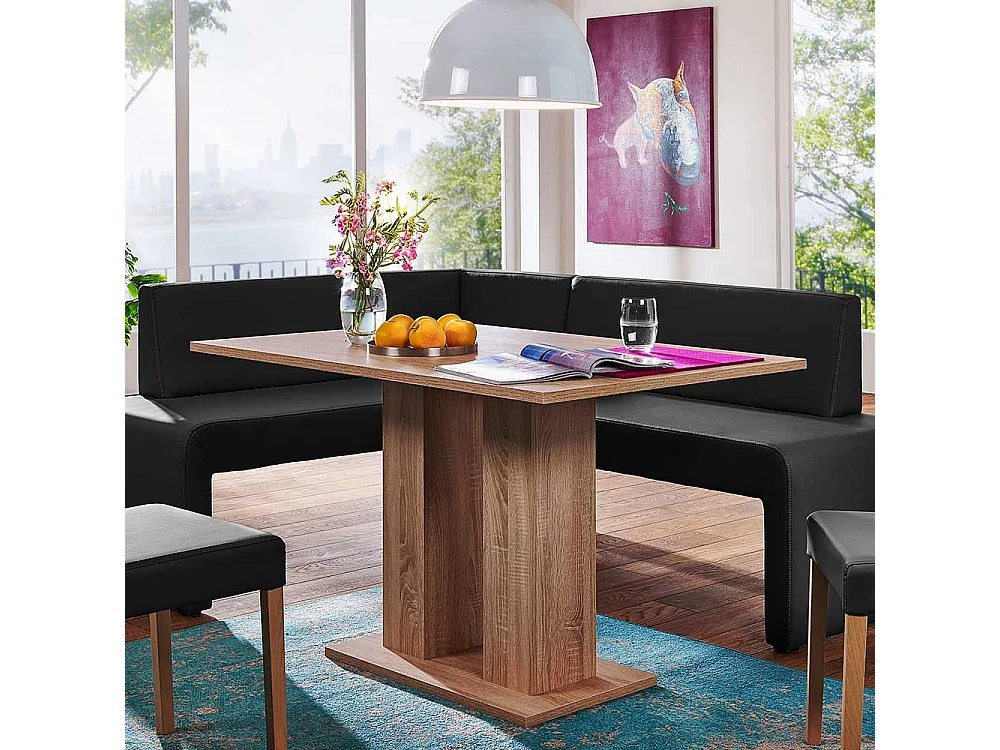 Säulen Esszimmertisch in Sonoma Eiche 120 cm breit