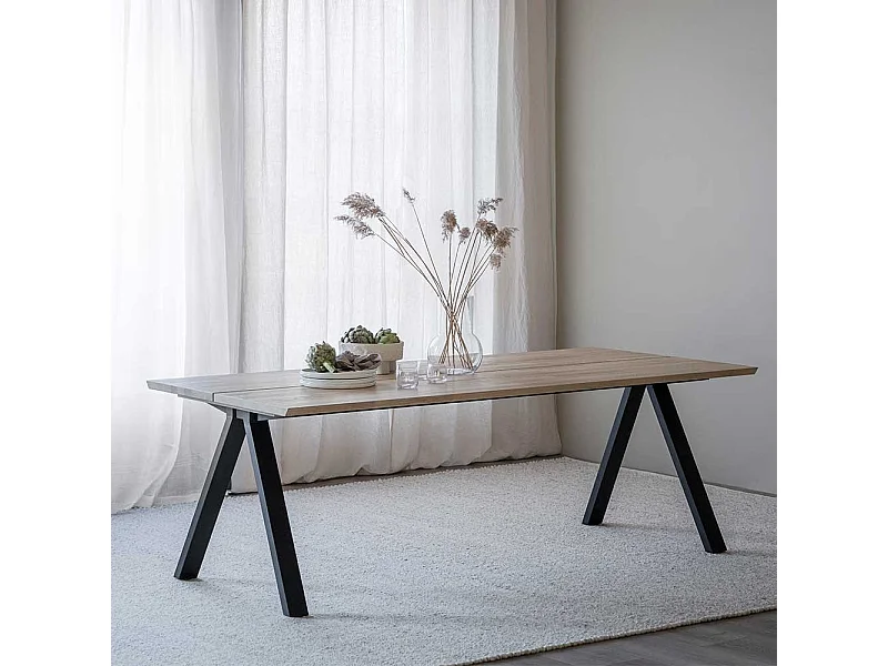 Buffettisch in Eiche White Wash optional mit Ansteckplatten