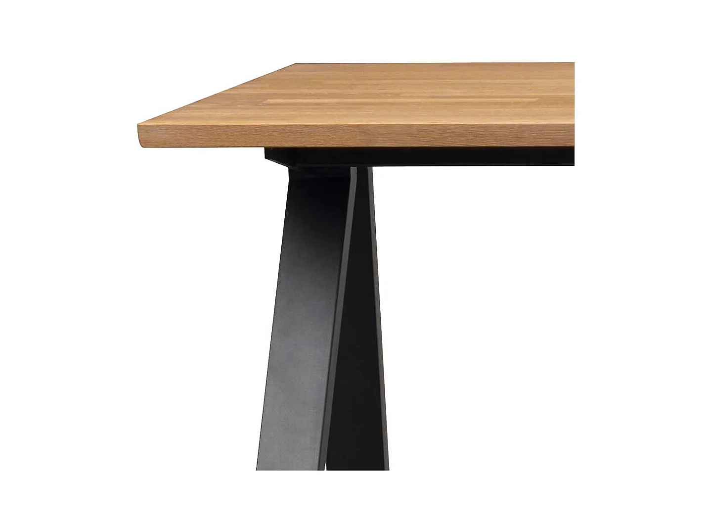 Moderner Esstisch aus Eiche Massivholz und Metall Vierfußgestell