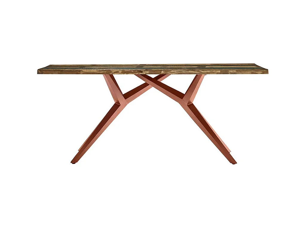 Esstisch aus Recyclingholz Bunt und Antikbraun