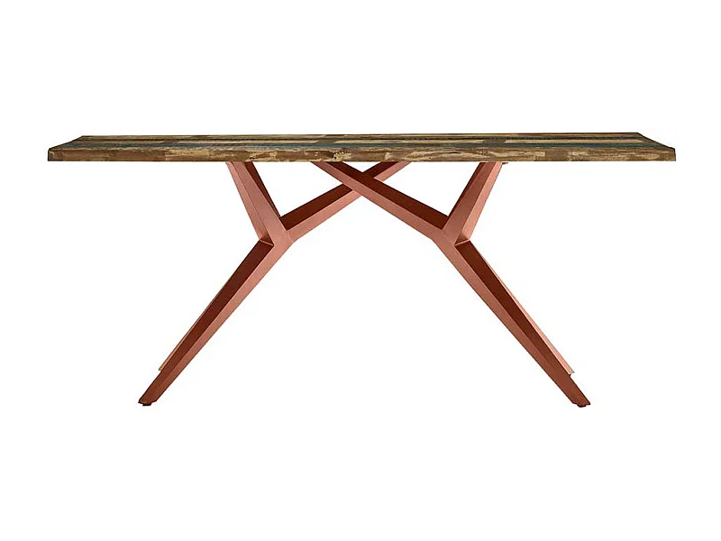 Esstisch aus Recyclingholz Bunt und Antikbraun