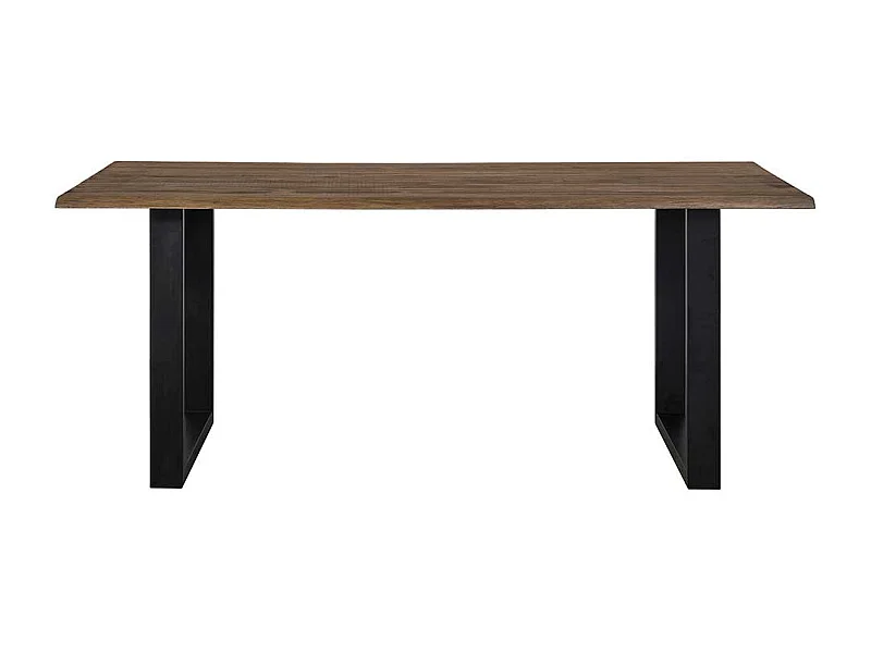 Küchentisch mit Baumkanten in Walnussfarben und Schwarz 75 cm hoch