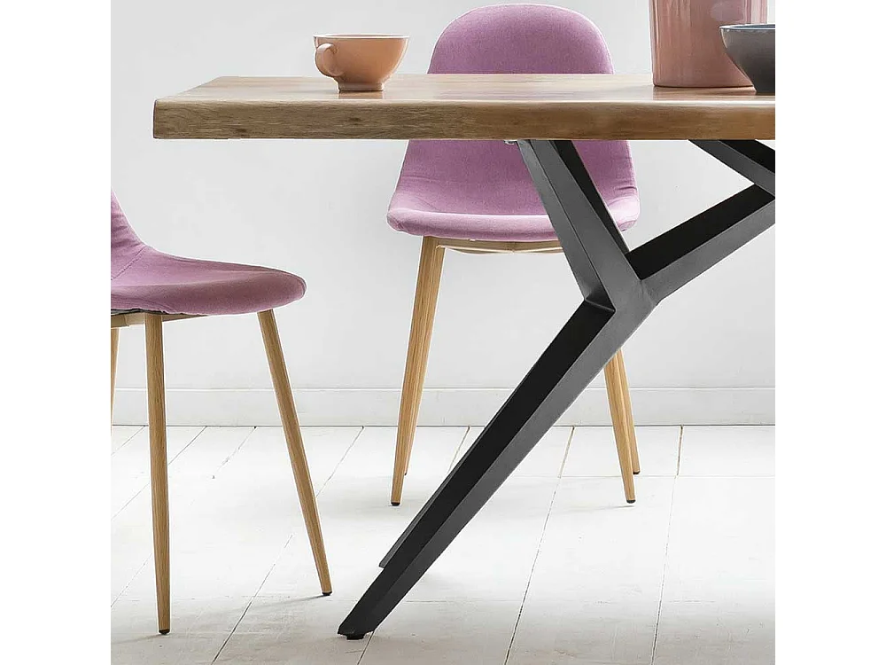 Loft Esstisch aus Akazie Massivholz Eisen in Schwarz