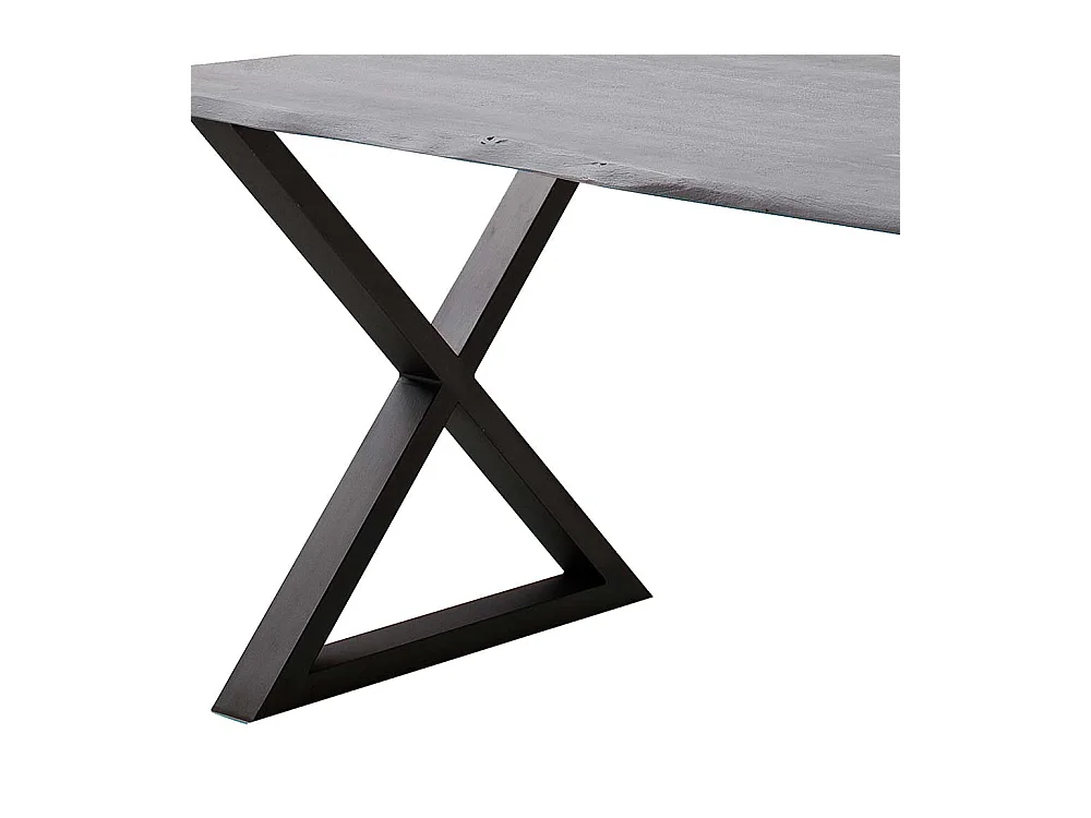 Esstisch Massivholztisch mit X Gestell in Akazie Grau