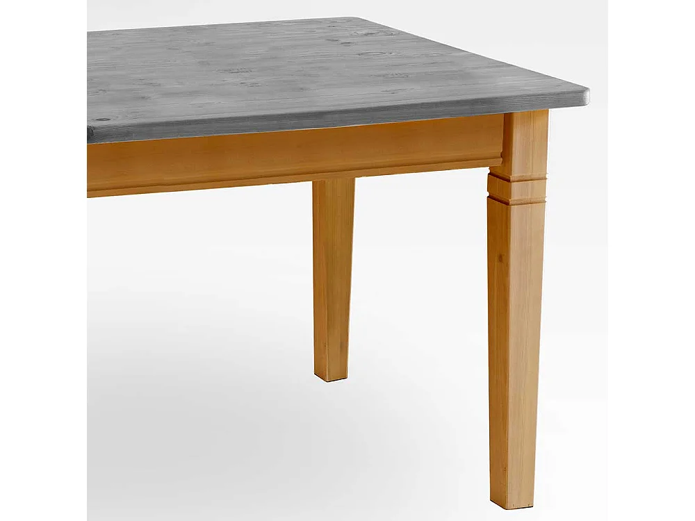 Landhaus Tisch aus Kiefer Massivholz grauer Tischplatte