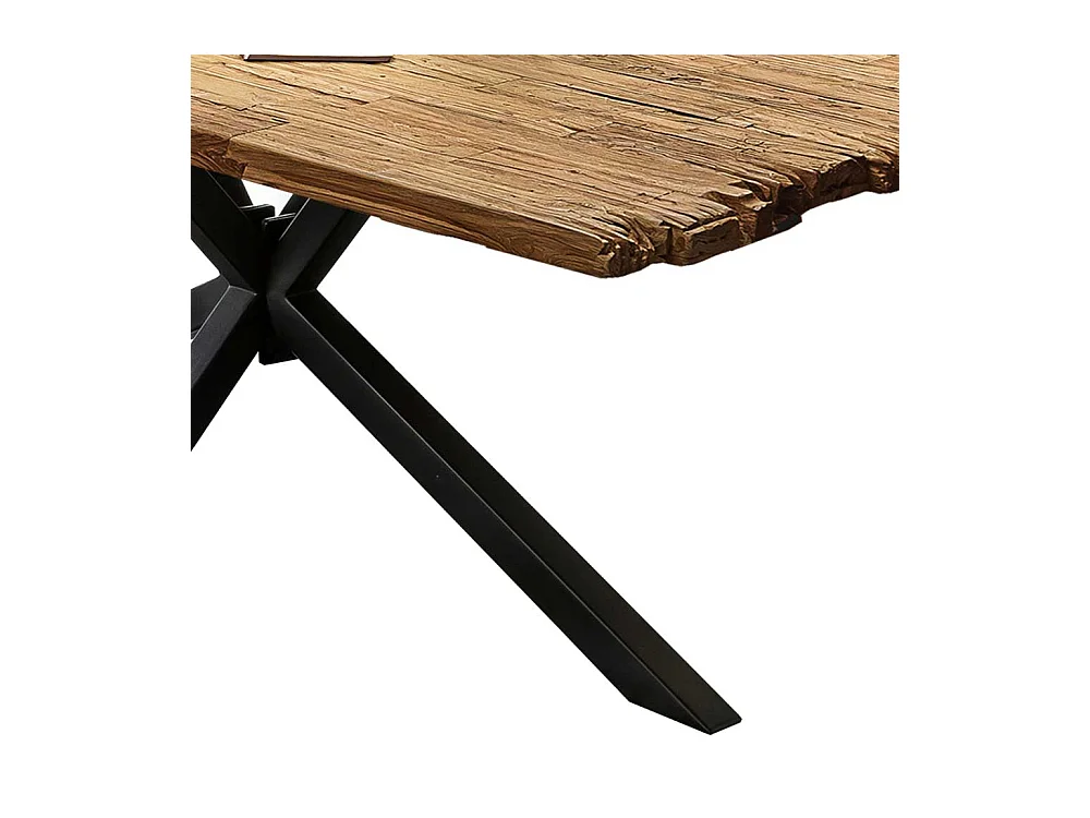 Esszimmer Tisch aus Teak Recyclingholz Spider Gestell schwarz