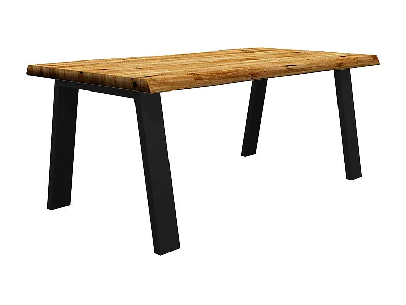 Baumkantentisch Eiche aus Massivholz Metall Vierfußgestell