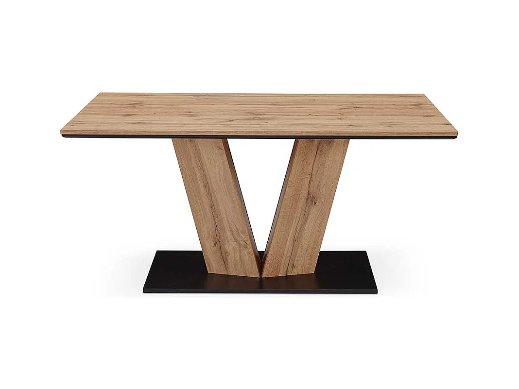 Esszimmer Tisch mit Säulengestell Wildeichefarben & Schwarz