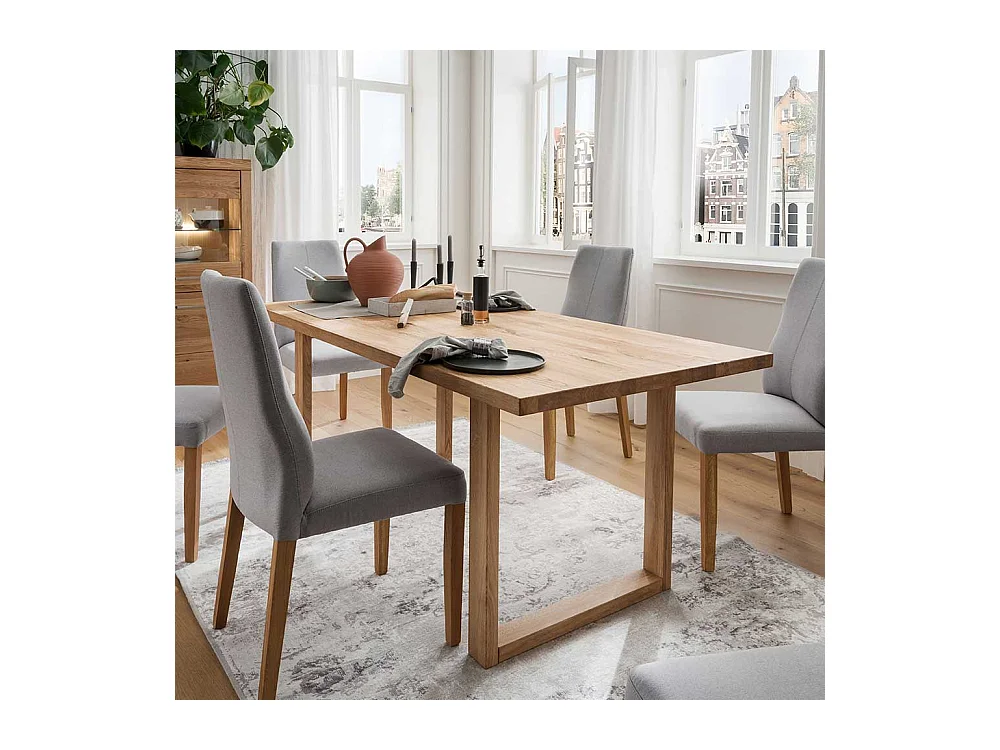 Massivholztisch aus Wildeiche geölt Bügelgestell