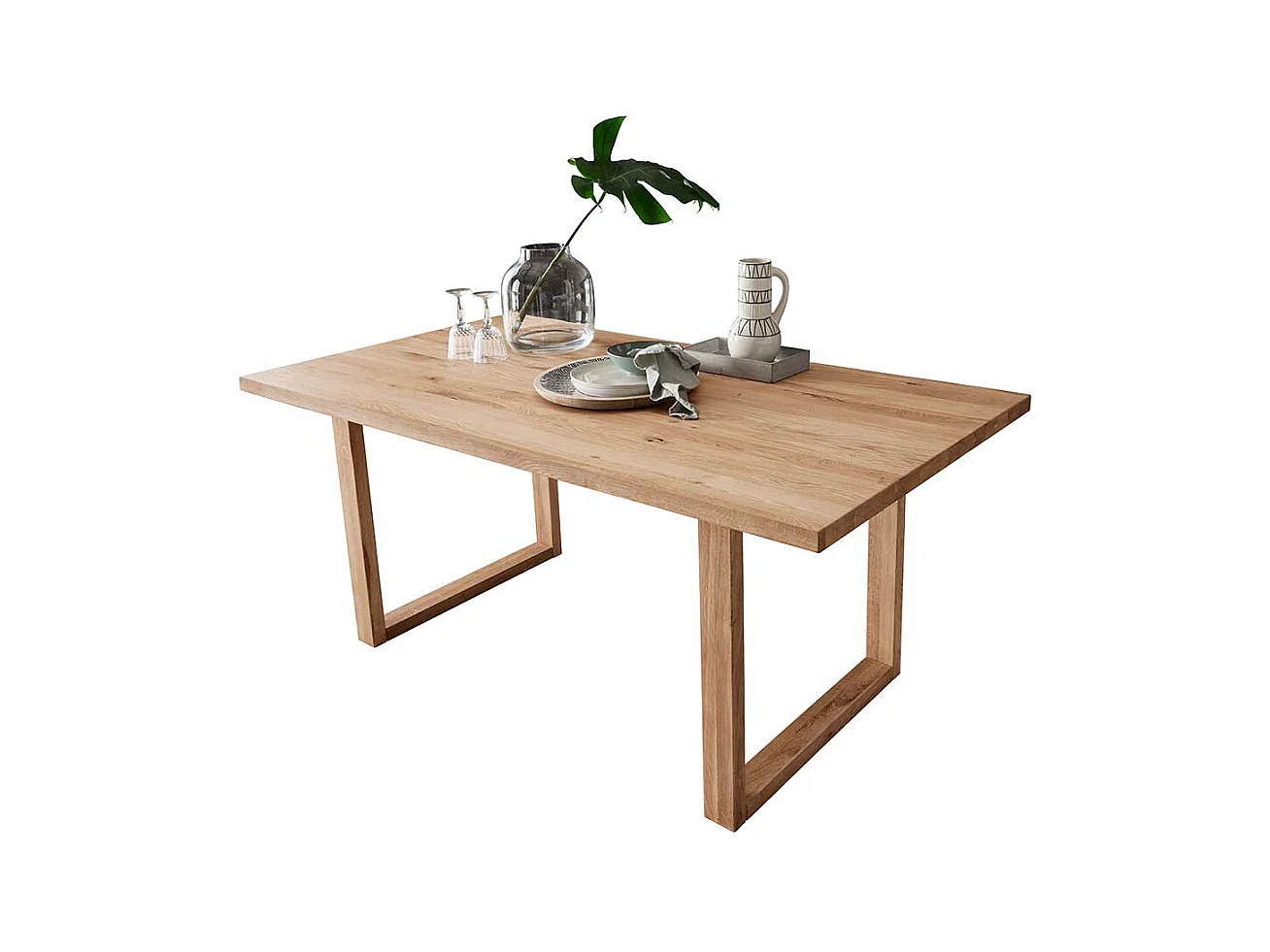 Massivholztisch aus Wildeiche geölt Bügelgestell