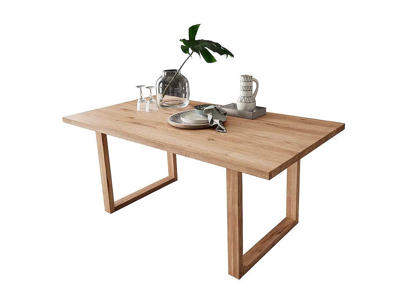 Massivholztisch aus Wildeiche geölt Bügelgestell