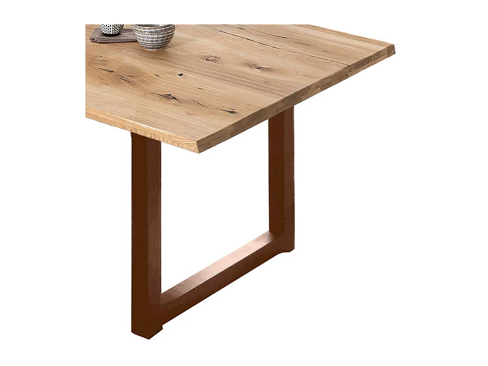 Küchen Tisch in Wildeiche und Braun Massivholzplatte