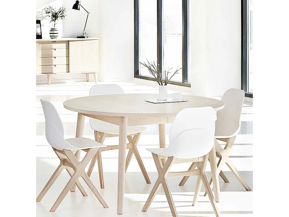 Runder Tisch für Esszimmer Eiche Bianco geölt